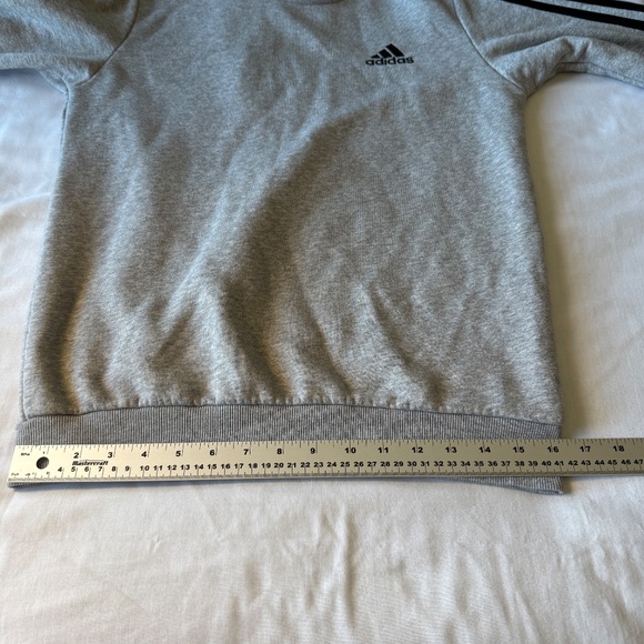 Adidas Mens Light Fleece Lined Sweatshirt Gray Small Long Sleeve Casual School - Picture 11 of 12